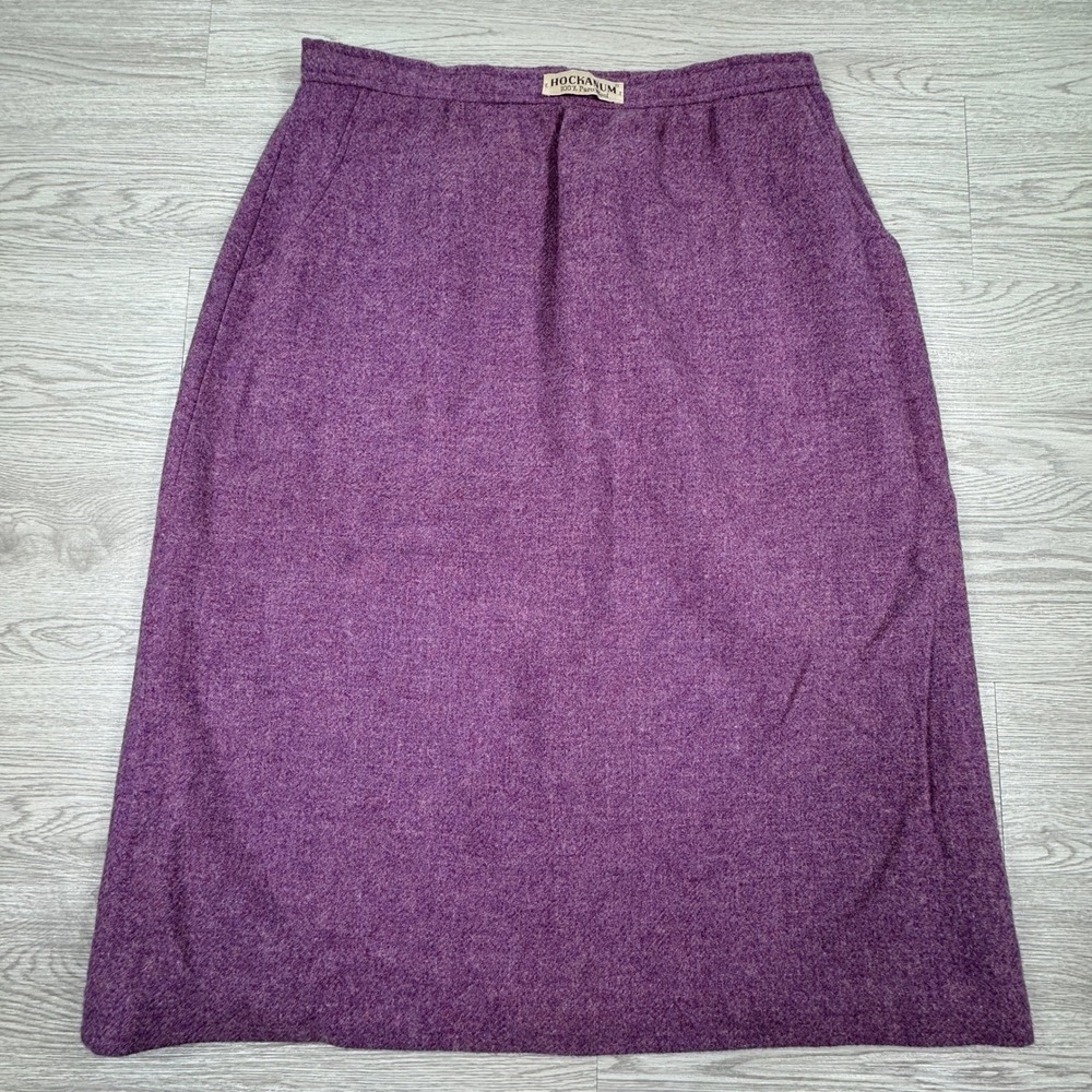 Anderson-Little Womens Skirt Vintage 100% Wool Hockanum Purple Sz 16 Midi A-Line